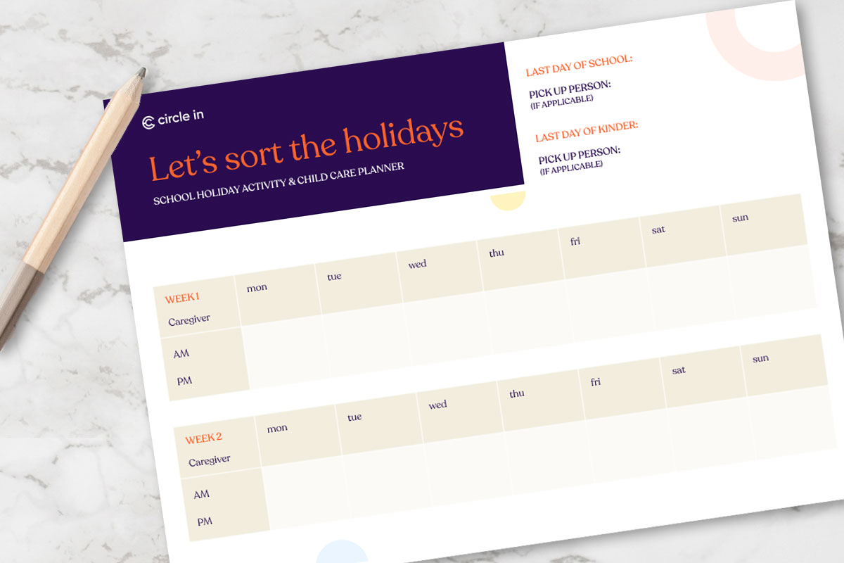Circle In School Holiday Planner
